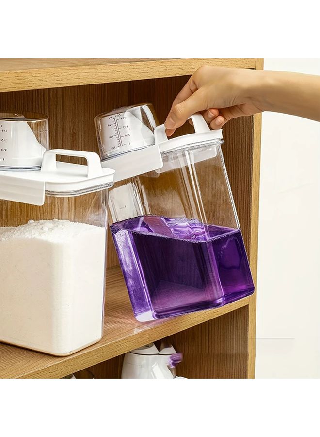 حاوية كبيرة لسائل غسيل الملابس 60 87 أوقية 2 قطعة حاوية شفافة مقاومة للتسرب قابلة للتكديس - Image 3